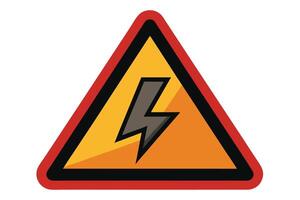 Triangle Hazard Warning with Red Border and Lightning Bolt Silhouette on White vector