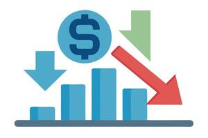 Financial Graph with Arrows and Currency Sign Over White Background Design vector