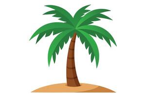 Isolated Cartoon Palm Tree with Green Fronds on a Sand Dune in Flat Style vector