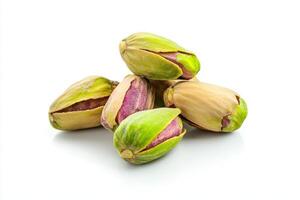 peeled pistachio isolated on white background photo