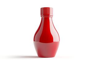 A red bottle with a white background photo