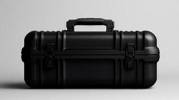 A black briefcase on a gray background photo