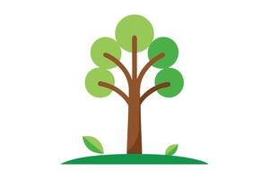 Minimalist Tree with Green Canopy and Brown Trunk on White Background vector
