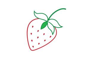 Minimalist Strawberry Outline with Green Leaves vector
