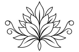 Ornamental Floral Design with Stylized Petals and Swirls on White vector
