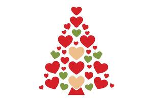 Heart Shape Tree with Red Green Hearts on White Background vector