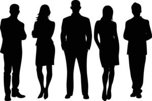 Group of Business People Silhouette Against White Background, Business Team vector