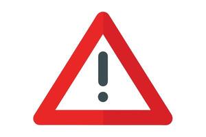Flat Red Triangle Exclamation, Alert Sign on White Isolated Background Icon Symbol vector