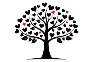 Heart Tree Black Hearts with Few Red Accents on White Background vector