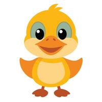Cartoon Little Yellow Bird Standing with a Happy Smile on a White Background vector