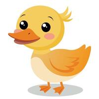 Cute Yellow Duckling with Orange Beak on White Background vector