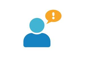 Abstract Person Avatar with Exclamation Bubble Icon on White Background vector