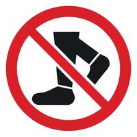 No Walking Symbol Red Circle Slash Leg Silhouette Restriction Sign, Isolated on White vector