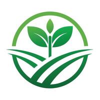 Green Seedling in Circular Field Design on White Backdrop Farm Concept vector