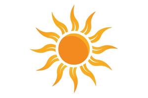 Abstract Orange Sun with FlameLike Rays on a White Background Art vector