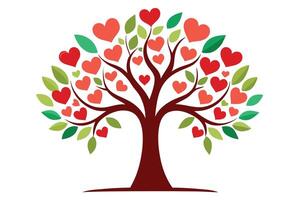 Love Tree With Hearts and Leaves on White Background in Minimal Style vector