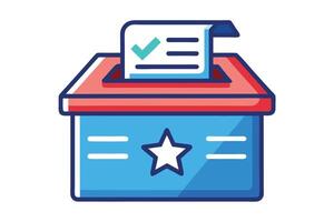 Star Ballot Box with Checkmark Ballot, Red and Blue Colored Icon Style Design vector