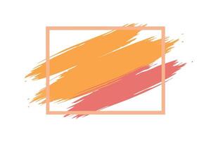Square with Orange and Pink Brush Strokes on White Background vector