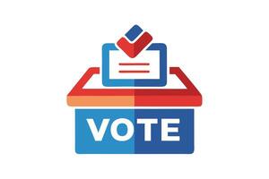 Vote Icon with Ballot Box Design in Patriotic Colors on a White Background vector