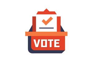 Ballot Box With Check Mark and 'VOTE' Text on White Background vector