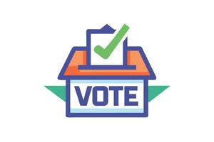 Vote Box Icon Paper Ballot with Check Mark, Patriotic Design, Isolated, White Background vector