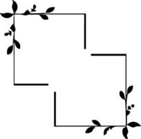 Geometric with Botanical Accent, Square Border with Floral Decoration vector
