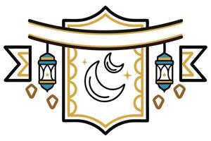 Ramadan Ornate Design with Crescent Moons, Stars, Lanterns, and Geometric Shapes vector