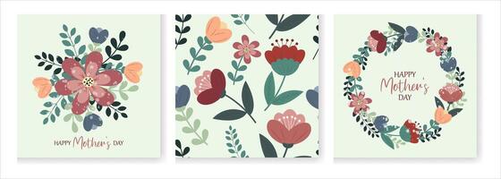Set of floral square backgrounds for Mother's Day vector