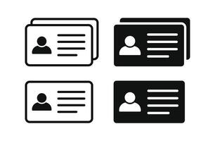 Identification card, ID card icons in flat style, showing user profile image and text lines, ideal for ID, contact, business, and personal info representation vector