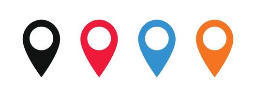 Four different colored pin points on a white background vector