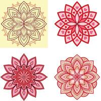 Mandala collection with symmetrical floral and heart patterns in vibrant hues vector