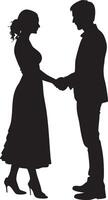 Silhouette of a couple shaking hands symbolizing love trust business and deep connection vector