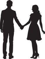 A couple shaking hands in silhouette symbolizing love business and meaningful relationships vector