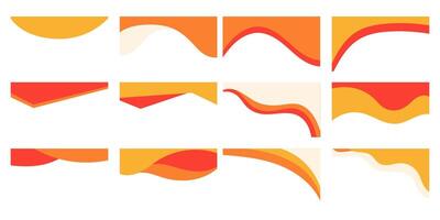 A set of vibrant header designs showcasing orange and red gradient shapes with smooth wavy patterns and sharp geometric elements vector