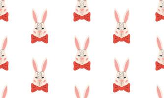Seamless pattern with cute bunny. Spring print for textiles, wallpaper, fabric, design of things and objects. Easter background. Flat illustration in hand drawn style vector