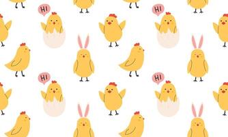 Seamless pattern with easter chicks. Easter background. Spring print for textiles, wallpaper, fabric, design of things and objects. Flat illustration in hand drawn style vector