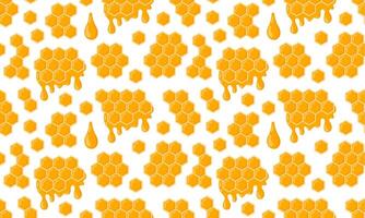 Honeycomb with bee honey seamless pattern. Apiary collection background. Beeswax. Organic honey drop. illustration isolated vector