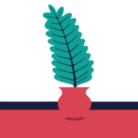 minimalista digital ilustração do uma verde samambaia folha dentro vermelho vaso com uma moderno plano Projeto estilo png