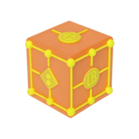 3D isometric cube with interconnected nodes png