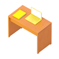 Claymorphism Simple icon of a desk with a laptop and notebook png