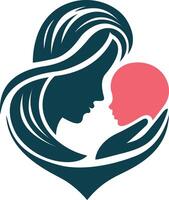 mother and child in heart shape logo vector