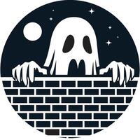 a ghost is peeking out of a brick wall vector