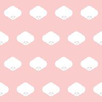 Fluffy White Cute Kawaii Cloud Character Floating in Sky. Positive Lovely Child Friendly Textile Nappy Print. Childish Seamless Pattern Background Design. Smiling Cloud Bubble Symbol Element Art vector