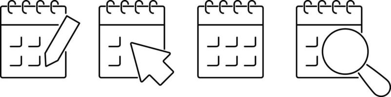 Sketch calendar set icon Outline black clipart vector