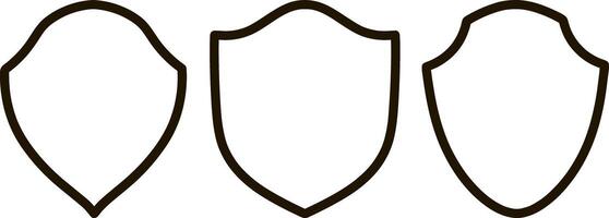 Outline shield set icon Sketch filled flat sign colletion vector