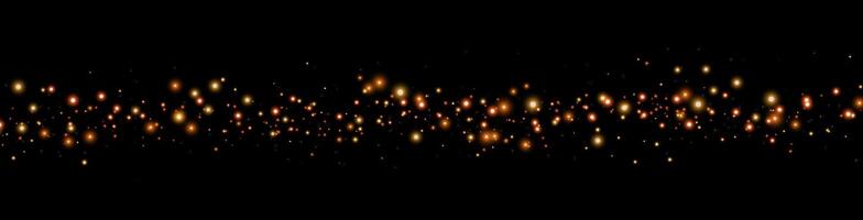 Orange glittering dots, particles, stars magic sparks. Dust cloud flare light effect. Orange luminous points with smoke. particles on black background vector