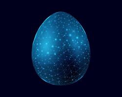 Easter Egg, glowing blue lowpoly wireframe on a dark background, Illustration design concept Happy Easter. vector