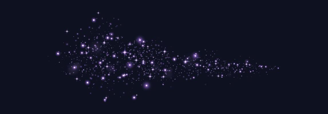 Purple glittering dots, particles, stars magic sparks. Glow flare light effect. Violet luminous points. particles on black background.
