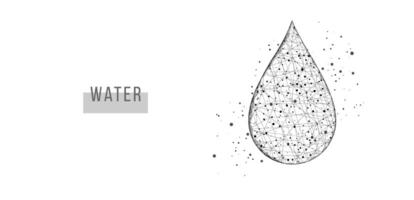 Black water drop. Low poly wireframe style. Science, biotechnology, chemistry, medical concept. Abstract background. illustration. vector
