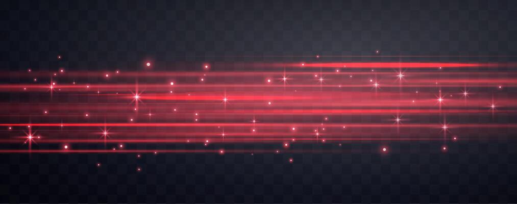 Speed rays, velocity light neon flow, zoom in motion effect, red glow speed lines, colorful light trails, stripes. Abstract background.